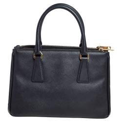 Pre Owned Prada Black Saffiano Lux Leather Mini Galleria Tote