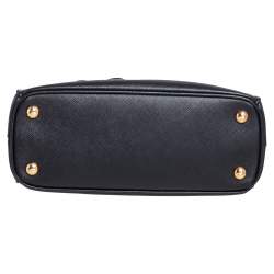 Pre Owned Prada Black Saffiano Lux Leather Mini Galleria Tote