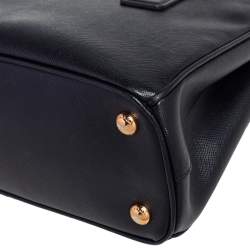 Pre Owned Prada Black Saffiano Lux Leather Mini Galleria Tote