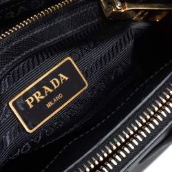 Pre Owned Prada Black Saffiano Lux Leather Mini Galleria Tote