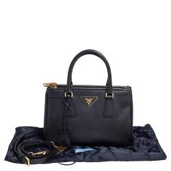 Pre Owned Prada Black Saffiano Lux Leather Mini Galleria Tote