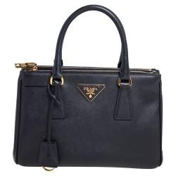 Pre Owned Prada Black Saffiano Lux Leather Mini Galleria Tote