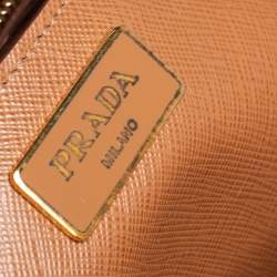 Pre Owned Prada Orange/Beige Saffiano Lux Leather Medium Galleria Tote