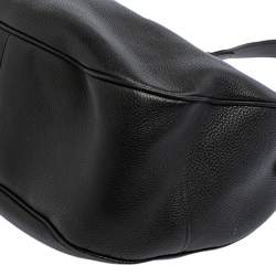 Pre Owned Prada Black Vitello Daino Leather Zip Top Hobo