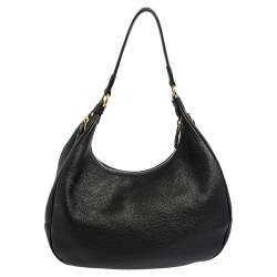 Pre Owned Prada Black Vitello Daino Leather Zip Top Hobo
