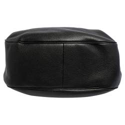 Pre Owned Prada Black Vitello Daino Leather Zip Top Hobo