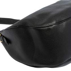 Pre Owned Prada Black Vitello Daino Leather Zip Top Hobo