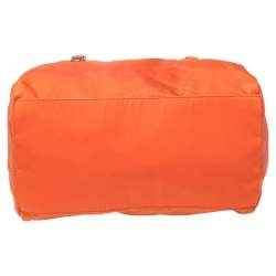 Pre Owned Prada Orange Nylon Boston Bag