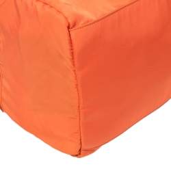 Pre Owned Prada Orange Nylon Boston Bag