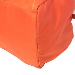 Pre Owned Prada Orange Nylon Boston Bag