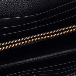 Pre Owned Prada Black Saffiano Lux Leather Bow Zip Around Wallet