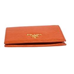 Pre Owned محفظة برادا طية مزدوجة جلد موف فيتلو برتقالي 