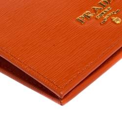 Pre Owned محفظة برادا طية مزدوجة جلد موف فيتلو برتقالي 