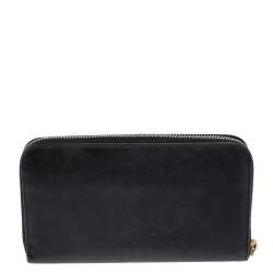 Pre Owned Prada Black Saffiano Lux Leather Zip Around Wallet