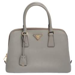 Pre Owned Prada Grey Saffiano Leather Small Promenade Satchel