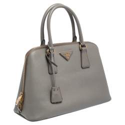 Pre Owned Prada Grey Saffiano Leather Small Promenade Satchel