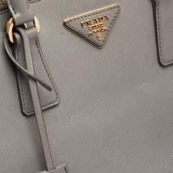 Pre Owned Prada Grey Saffiano Leather Small Promenade Satchel