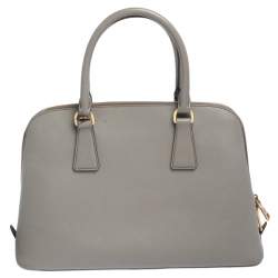 Pre Owned Prada Grey Saffiano Leather Small Promenade Satchel