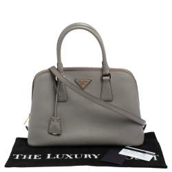 Pre Owned Prada Grey Saffiano Leather Small Promenade Satchel