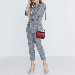 Pre Owned Prada Dark Red Saffiano Lux Leather Mini Crossbody Bag