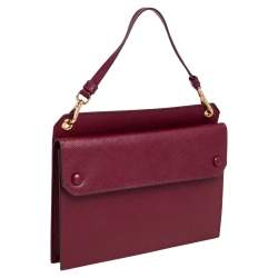 Pre Owned Prada Dark Red Saffiano Lux Leather Mini Crossbody Bag