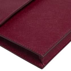 Pre Owned Prada Dark Red Saffiano Lux Leather Mini Crossbody Bag