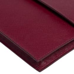 Pre Owned Prada Dark Red Saffiano Lux Leather Mini Crossbody Bag