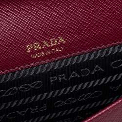 Pre Owned Prada Dark Red Saffiano Lux Leather Mini Crossbody Bag