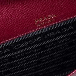 Pre Owned Prada Dark Red Saffiano Lux Leather Mini Crossbody Bag