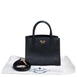 Pre Owned Prada Black/White Saffiano Lux and City Leather Esplanade Tote