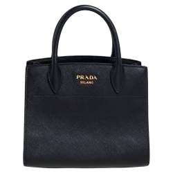 Pre Owned Prada Black/White Saffiano Lux and City Leather Esplanade Tote
