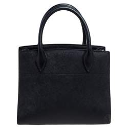 Pre Owned Prada Black/White Saffiano Lux and City Leather Esplanade Tote