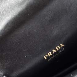 Pre Owned Prada Black Velvet and Croc Embossed Leather Micro Cahier Crossbody Bag