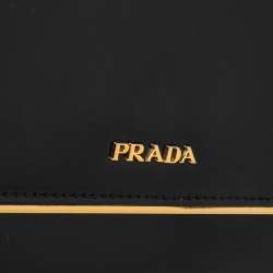 Pre Owned Prada Black Leather Flap Continental Wallet On Chain