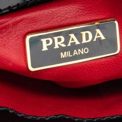 Pre Owned Prada Black Leather Flap Continental Wallet On Chain