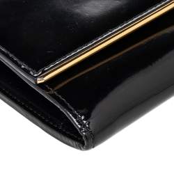 Pre Owned Prada Black Leather Flap Continental Wallet On Chain