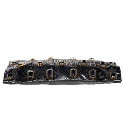Pre Owned Prada Black Python Whips Pietre Clutch
