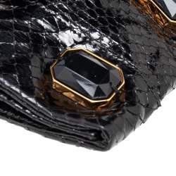 Pre Owned Prada Black Python Whips Pietre Clutch
