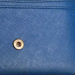 Pre Owned حافظة بطاقات برادا جلد سافيانو أزرق بقلاب 