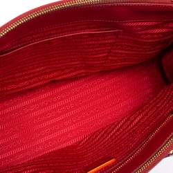 Pre Owned Prada Red Saffiano Lux Leather Small Galleria Tote