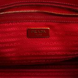 Pre Owned Prada Red Saffiano Lux Leather Small Galleria Tote