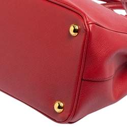 Pre Owned Prada Red Saffiano Lux Leather Small Galleria Tote
