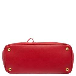 Pre Owned Prada Red Saffiano Lux Leather Small Galleria Tote