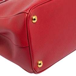 Pre Owned Prada Red Saffiano Lux Leather Small Galleria Tote