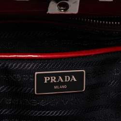 Pre Owned Prada Burnt Orange Patent Leather Floral Applique Frame Doctor Top Handle Bag