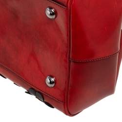 Pre Owned Prada Burnt Orange Patent Leather Floral Applique Frame Doctor Top Handle Bag