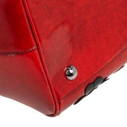 Pre Owned Prada Burnt Orange Patent Leather Floral Applique Frame Doctor Top Handle Bag