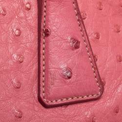 Pre Owned Prada Pink Ostrich Small Galleria Tote