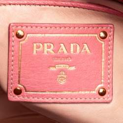 Pre Owned Prada Pink Ostrich Small Galleria Tote