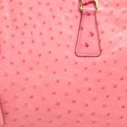 Pre Owned Prada Pink Ostrich Small Galleria Tote